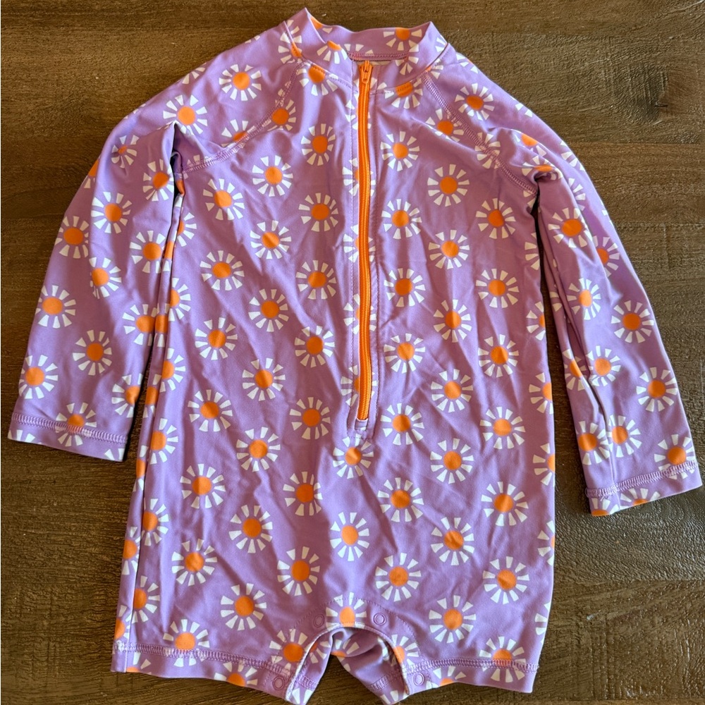 Primary Purple and Orange Kids Swim Rashguard